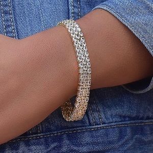 14K Gold Plated Swavorski Crystal Tennis Bracelet